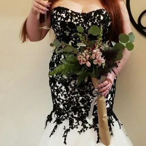 Black and white wedding dress